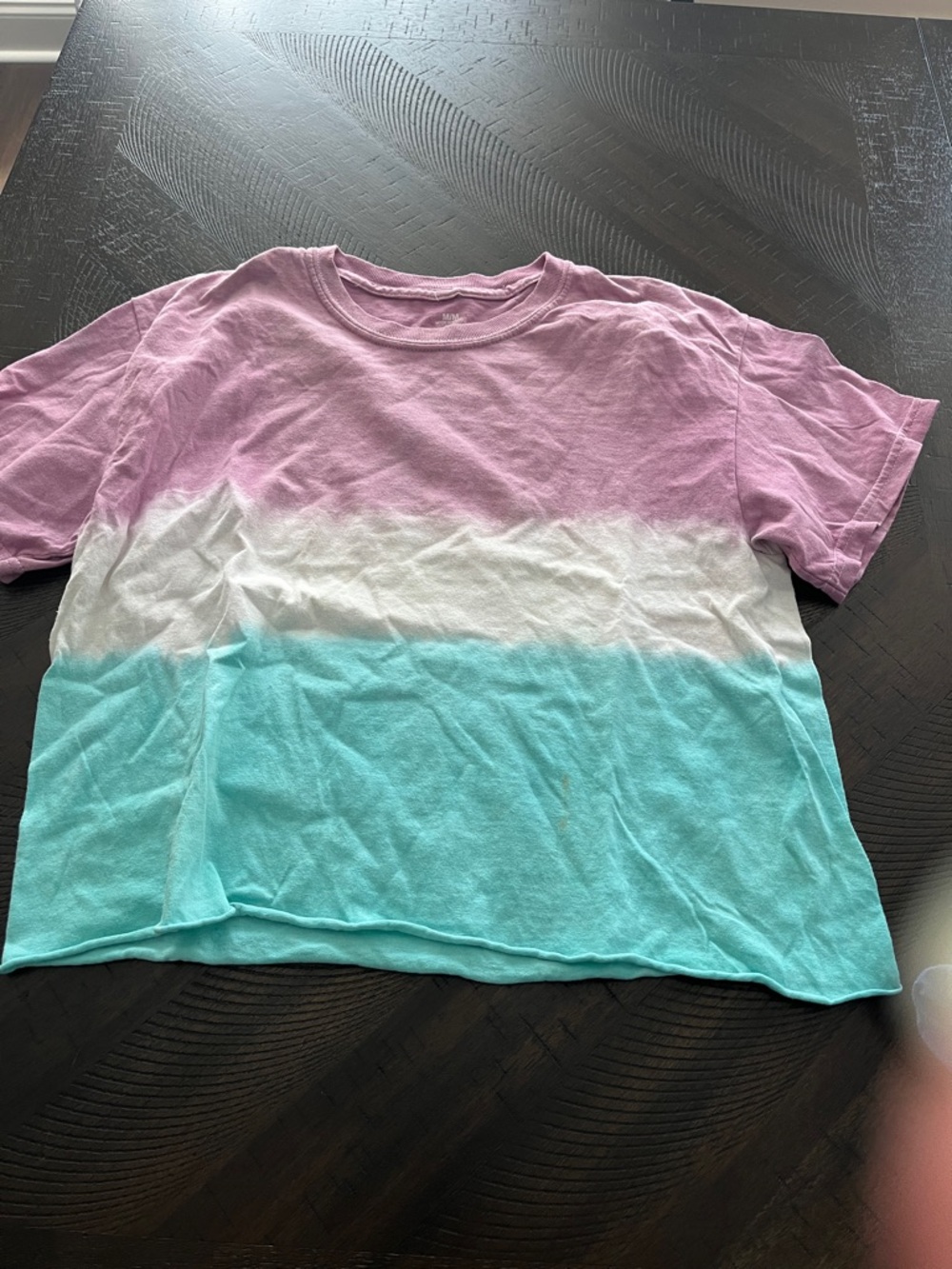 Women's Colorblock Crop Tee in Lavender, White & Aqua